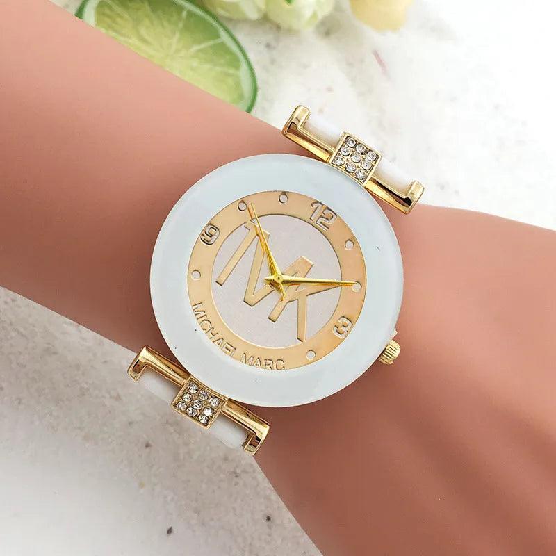 Elegant Black Luxury Women's Quartz Wristwatch with Silica Gel Band  ourlum.com   