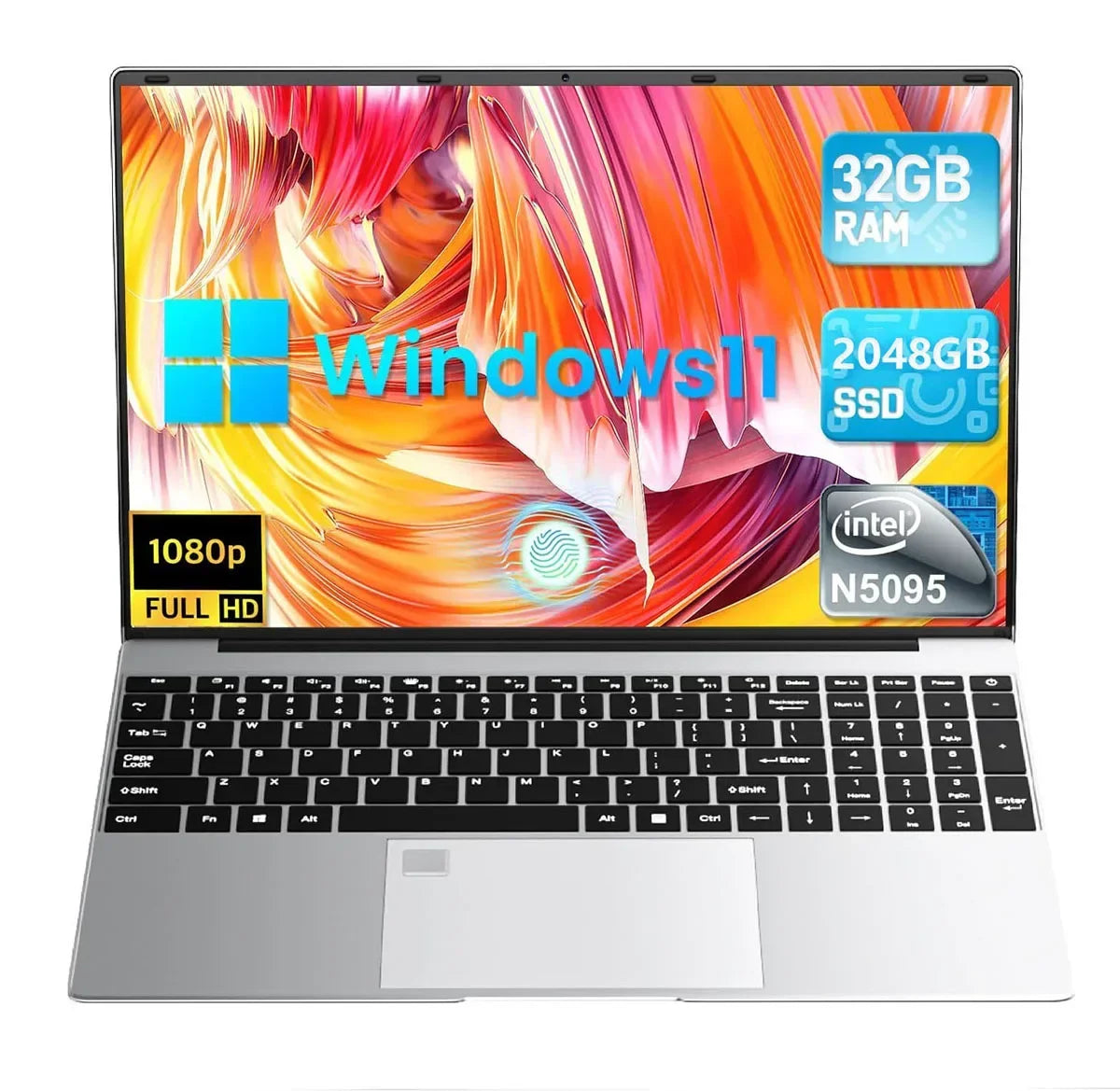 Leno 15.6'' Office Laptop 32GB DDR4 1024GB SSD Windows 11 N5095 Notebook Computer IPS FHD 1080P Display 5G/2.4Ghz WiFi USB 3.0  ourlum.com   