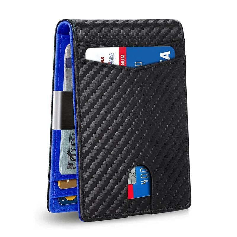 RFID Leather Wallet: Plaid Pattern Luxury Men's Fashion Slim Holder  ourlum.com   