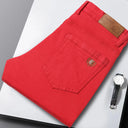 Men High Quality Pink Red Yellow Jeans Fashion Casual Classic Style Slim Fit Soft Trousers Male Brand Advanced Stretch Pants