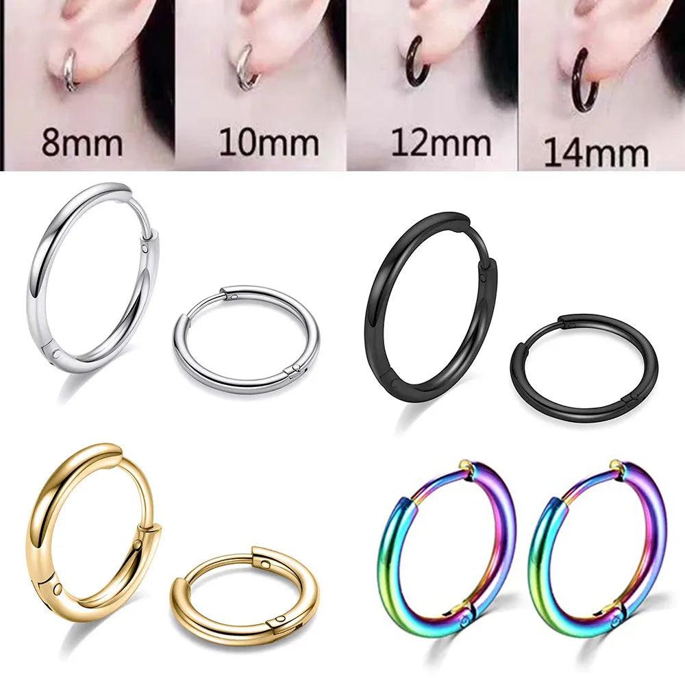 Simple Stainless Steel Hoop Earrings for Cartilage Piercings: Elegant Unisex Jewelry  ourlum.com   