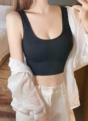 Seamless Crop Tops for Women with Built-In Bra Support