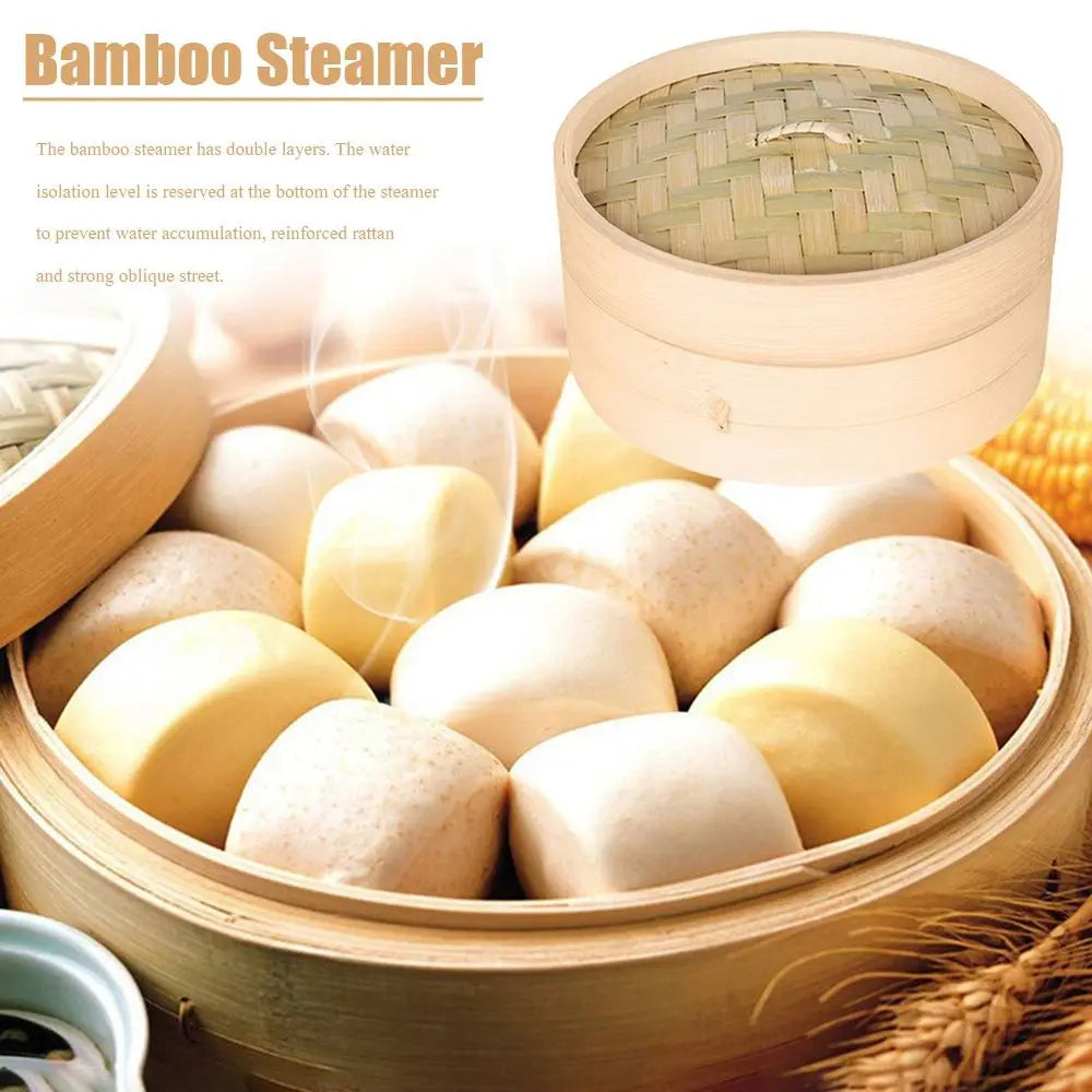 Bamboo Steamer for Dumplings and Cooking - Eco-Friendly Kitchen Steam Pot with Lid (10/15/20cm)