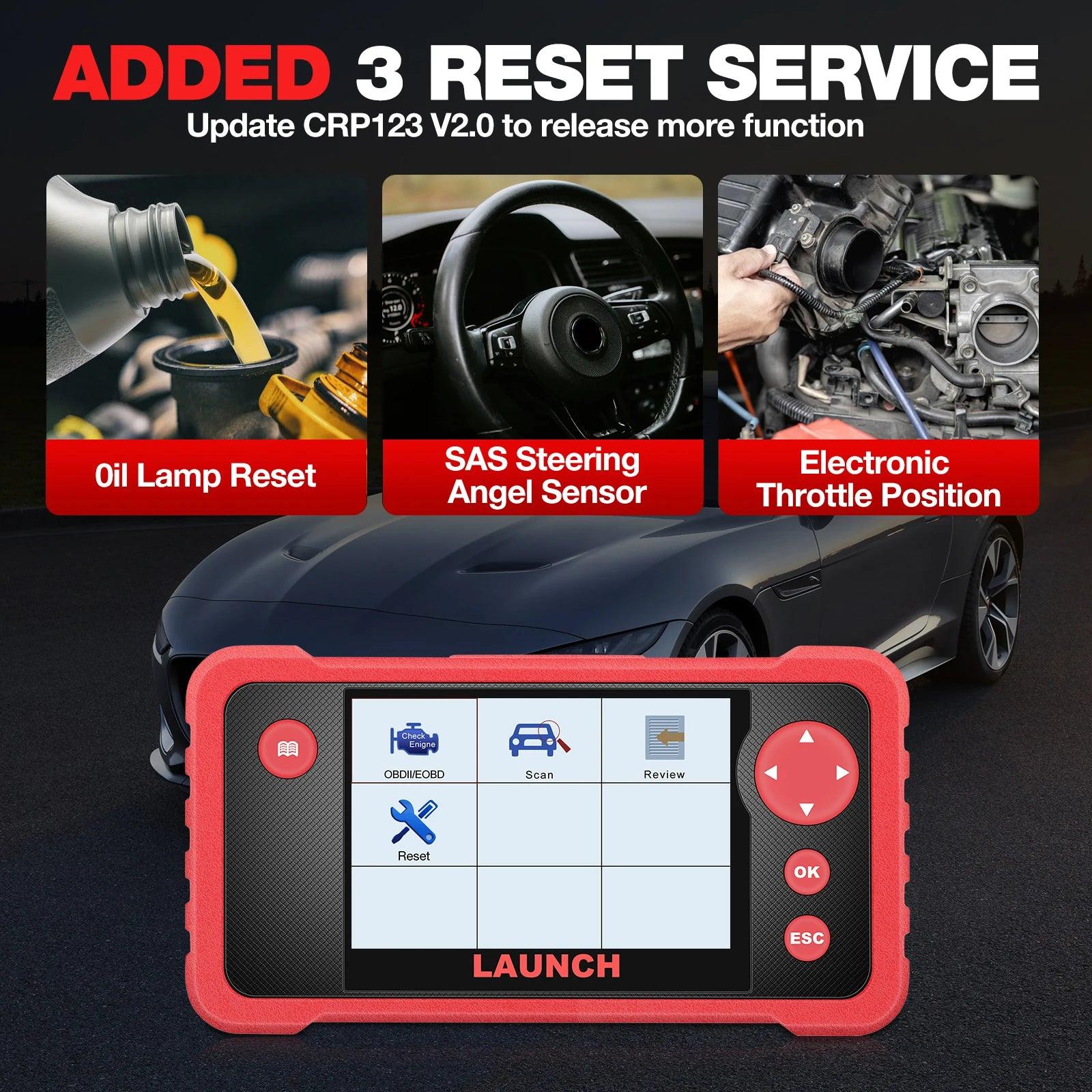 LAUNCH CRP123 V2.0 OBD2 Diagnostic Scanner with 3 Reset Services and Lifetime Free Updates - Comprehensive Vehicle Performance Analysis Tool