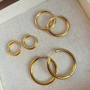 Trendy Small Hoop Earrings Clip-On Gold Stainless Steel Jewelry