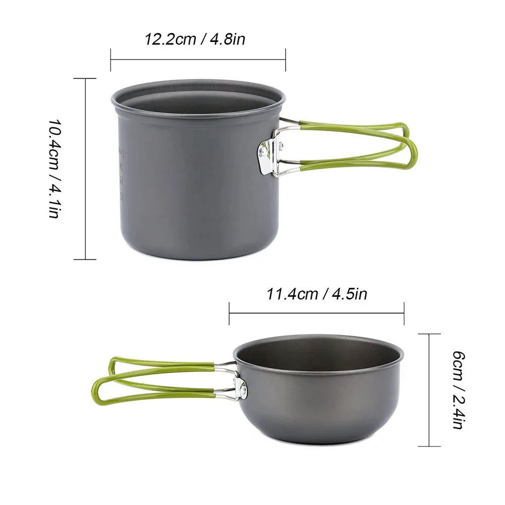 Ultralight Camping Pot Set - Complete Outdoor Cooking Mess Kit for Hiking, Trekking, and Picnics