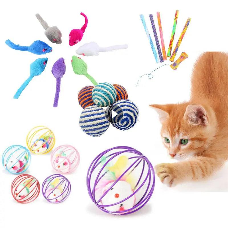 Cat Feather Wand Teaser Toy - Colorful Bell Mouse Cage Pet Supplies  ourlum.com   