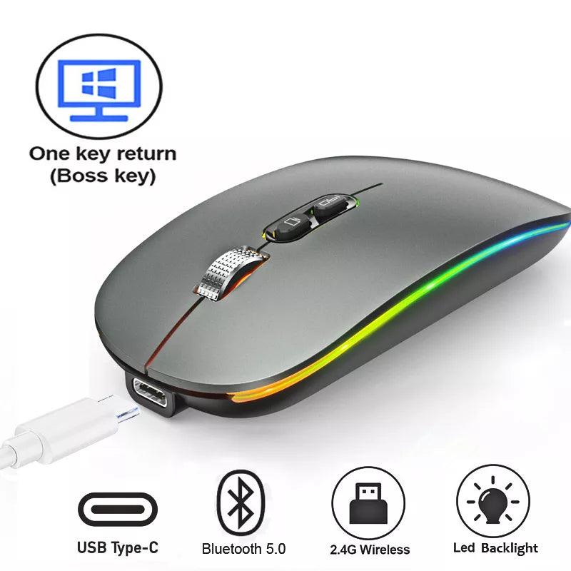 Dual Mode Bluetooth Wireless Mouse: Versatile Silent Backlight for Laptop  ourlum.com   