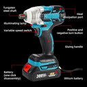 520N.m Cordless Electric Impact Wrench Brushless Electric Wrench Hand Drill Socket Power Tool For Makita 388V Battery  ourlum.com   