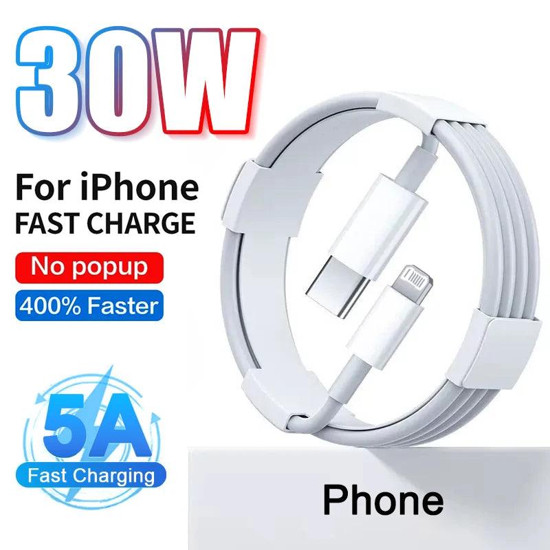 30W Fast Charging Cable for Apple iPhone 14 13 12 11 Pro Max - USB C Cable X XR XS 7 8 14 Plus - iPad Air Charger  ourlum.com   