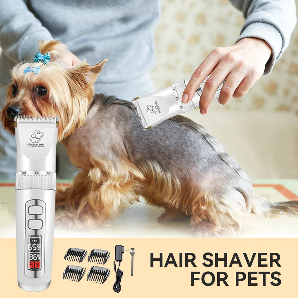 Pet Grooming Kit with Advanced Technology: Ceramic Titanium Blade, Quiet Operation.  ourlum.com   