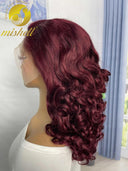 16-Inch Burgundy 99J Pre-Plucked Full Lace Curly Bob Wig