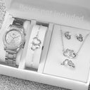 6PCS/Set Women's Watch Fashion Rhinestone Jewelry Set