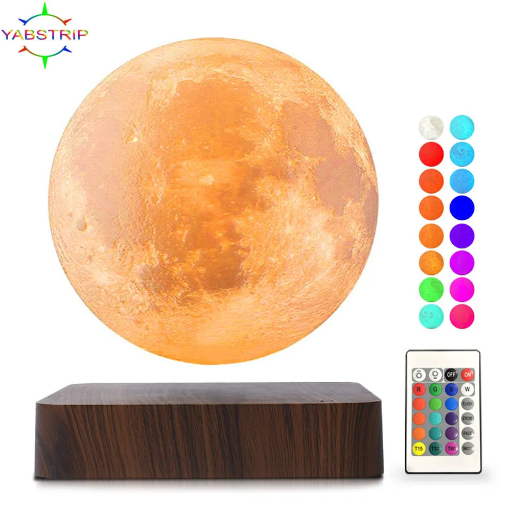 Creative 3D Magnetic Levitation RGB Moon Lamp Rotating  LED Night Light For Home Decoration Gift Atmosphere Moon Floating Lamp  ourlum.com   