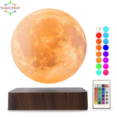 Creative 3D Magnetic Levitation RGB Moon Lamp Rotating  LED Night Light For Home Decoration Gift Atmosphere Moon Floating Lamp