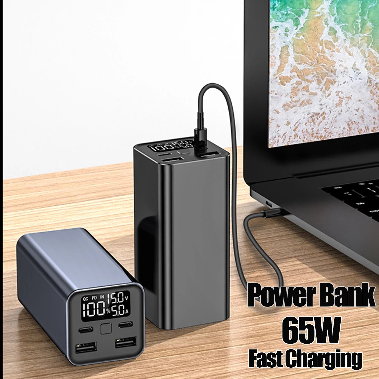 20000mAh 100W Power Bank with Type-C PD Fast Charging for Smartphones, Laptops, Tablets - High Capacity Portable Charger