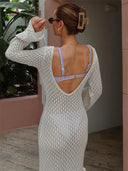 Tossy White Knit Maxi Dress Beachwear for Women Elegant Versatile