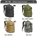 Tactical Backpack 3 Day Assault Pack Molle 38/45L Waterproof