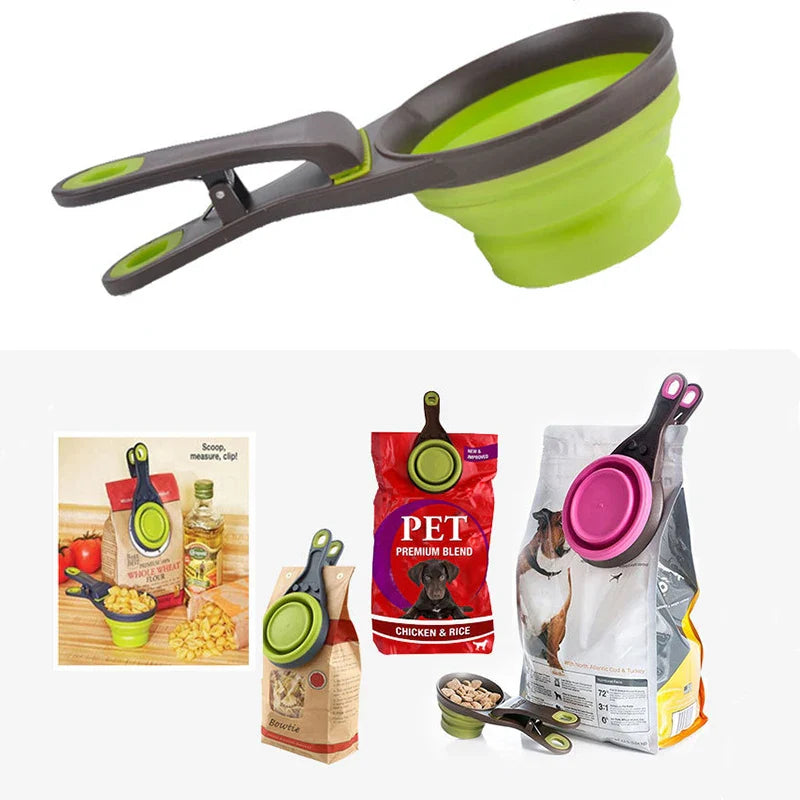 Folding Pet Bowl Food Spoon & Bag Set: Portable Dog Feed Tool  ourlum.com   