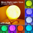 LED Night Light 3D Printing Moon Lamp with Stand 8CM/12CM Battery Powered 7 Color Change Kids Moon Night Lamp Home Decor  ourlum.com 12CM colorful  