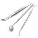 304 Stainless Steel 3pcs Dental Tools Kit with Dental Scraper Mirror Probe Dental Surgery Instruments  ourlum.com   