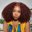 Jerry Curly 40 Inch Reddish Brown Human Hair Lace Front Wig