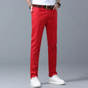 Men High Quality Pink Red Yellow Jeans Fashion Casual Classic Style Slim Fit Soft Trousers Male Brand Advanced Stretch Pants