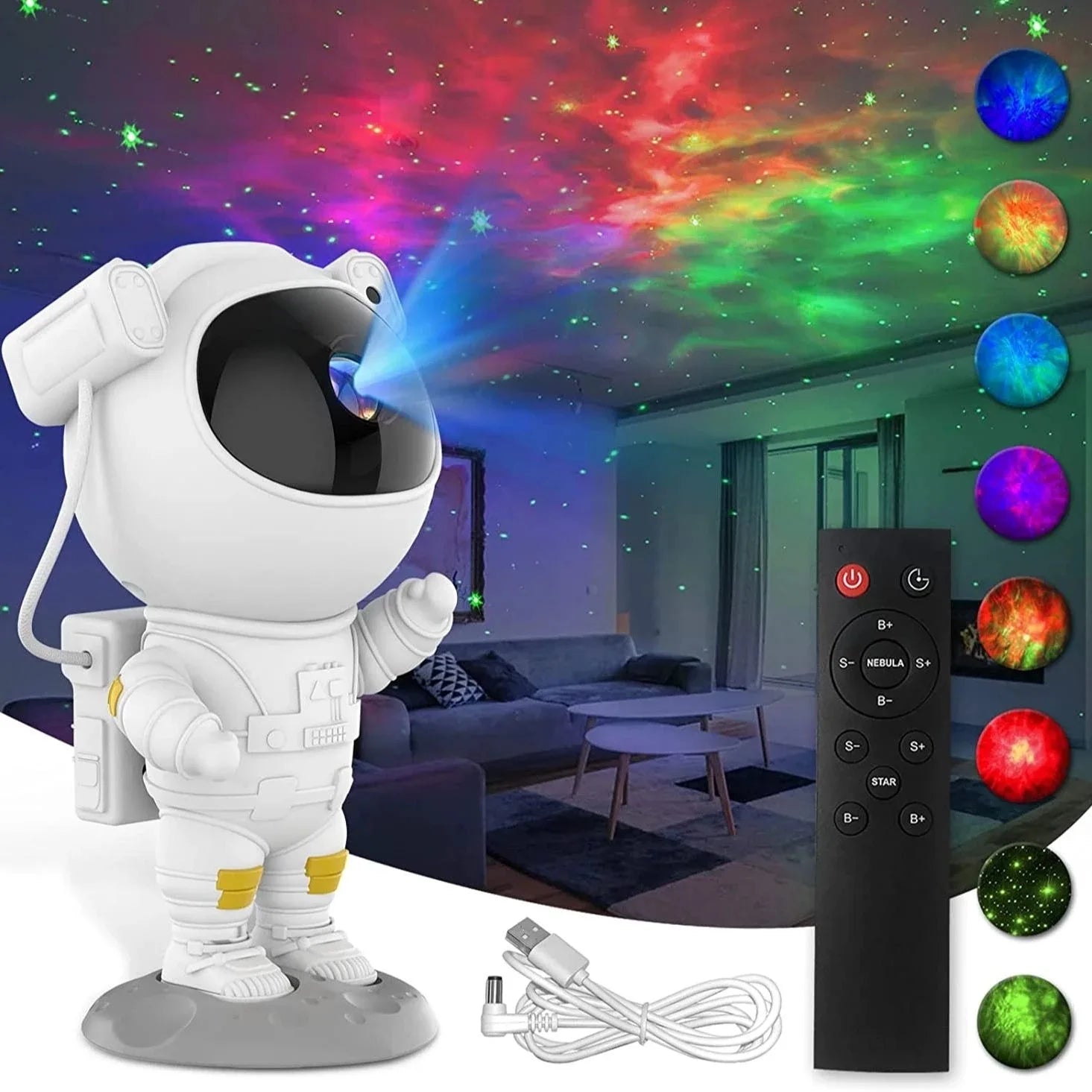 Galaxy Star Projector LED Night Light Starry Sky Astronaut Porjectors Lamp Bedroom Decor Nightlight Luminaire Kids Birthday Gift