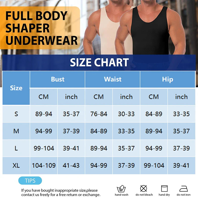 Men's Slimming Compression Bodysuit - Ultimate Body Shaper & Tummy Control Underwear