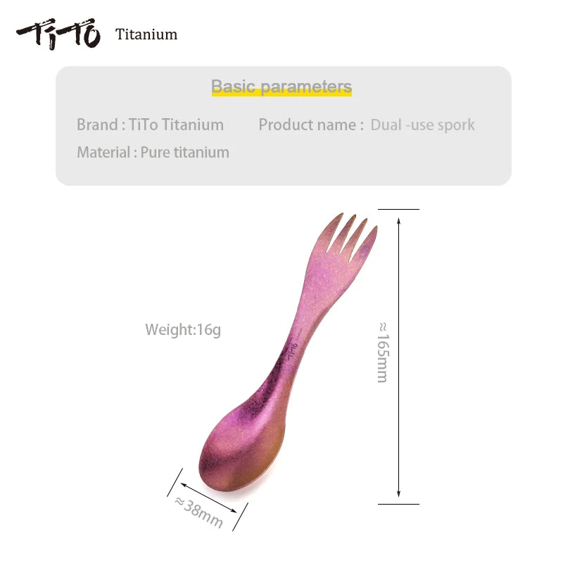 Ultralight Titanium Spork for Camping, Hiking, and Travel - 2-in-1 Portable Tableware