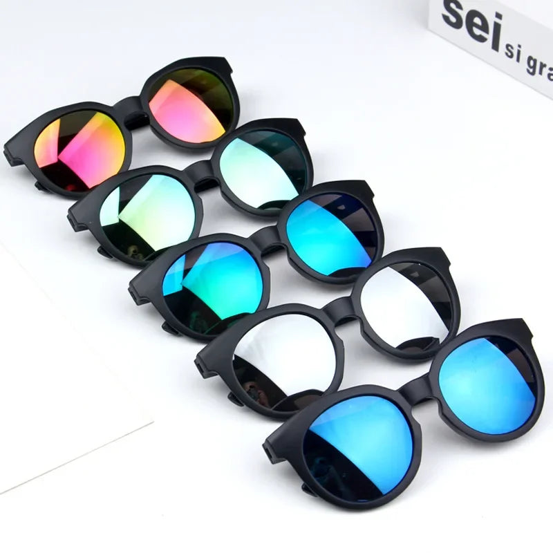 Kids Sunglasses Colorful Reflective Mirror Hot Sale Boys Girls Children Classic Retro Cute Sun Glasses Round Eyewear UV400
