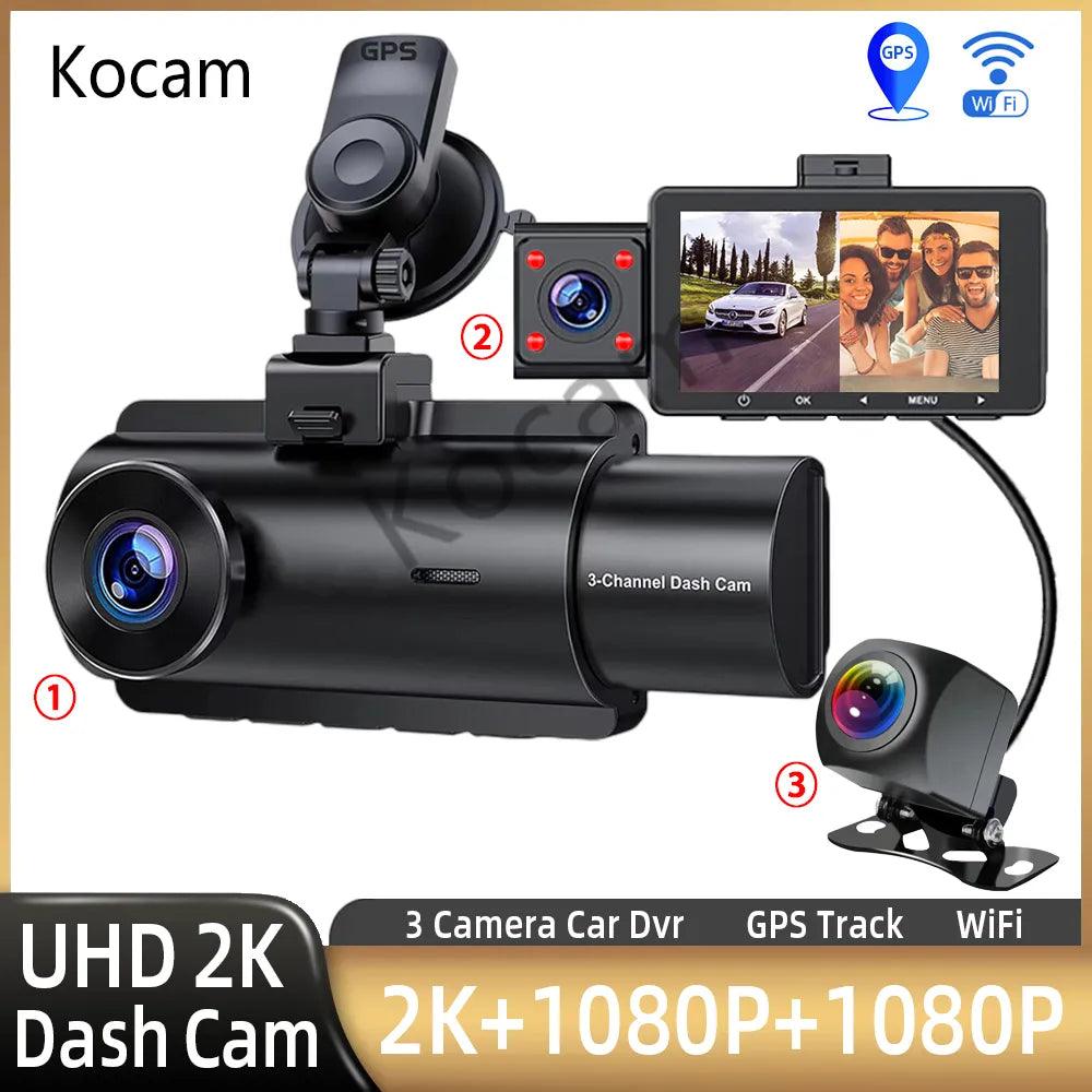 Kocam Dash Cam: Ultimate 3-Channel Car Cam with GPS & Night Vision  ourlum.com   