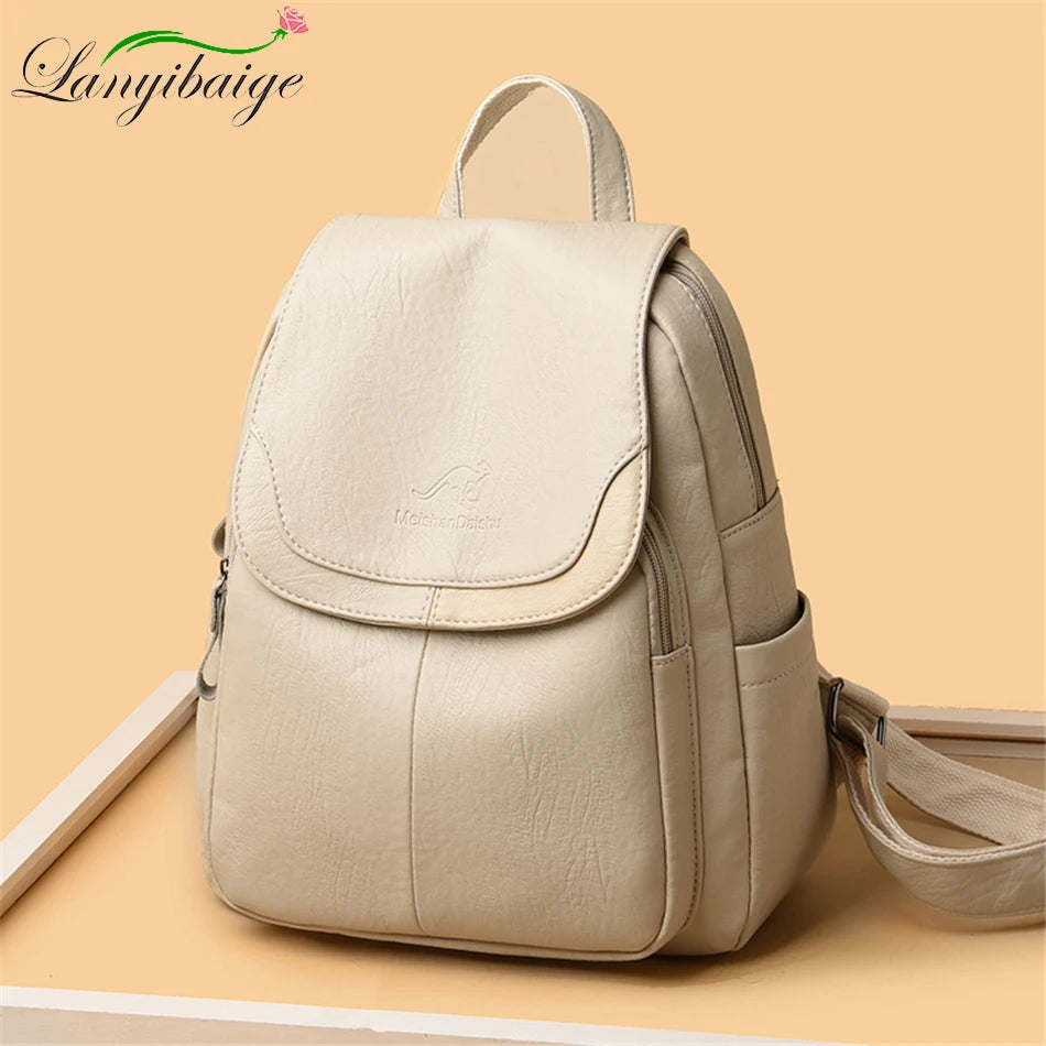 Women Large Capacity Backpack Purses High Quality Leather