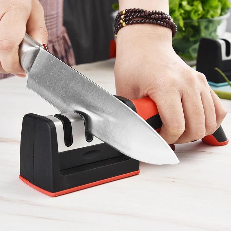 Ultimate Kitchen Knife Sharpener - Black Stone, 3 Segments, Home Kitchen Essentials  ourlum.com 1 pcs  