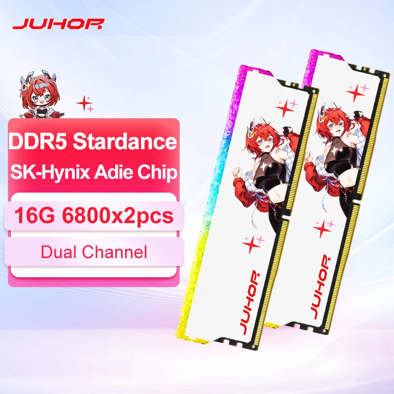 JUHOR Memoria Ram RGB DDR5 16GB 6800MHz 16GBx2  UDIMM Desktop UDIMMRAM PC Computer Memory Hynix Chip