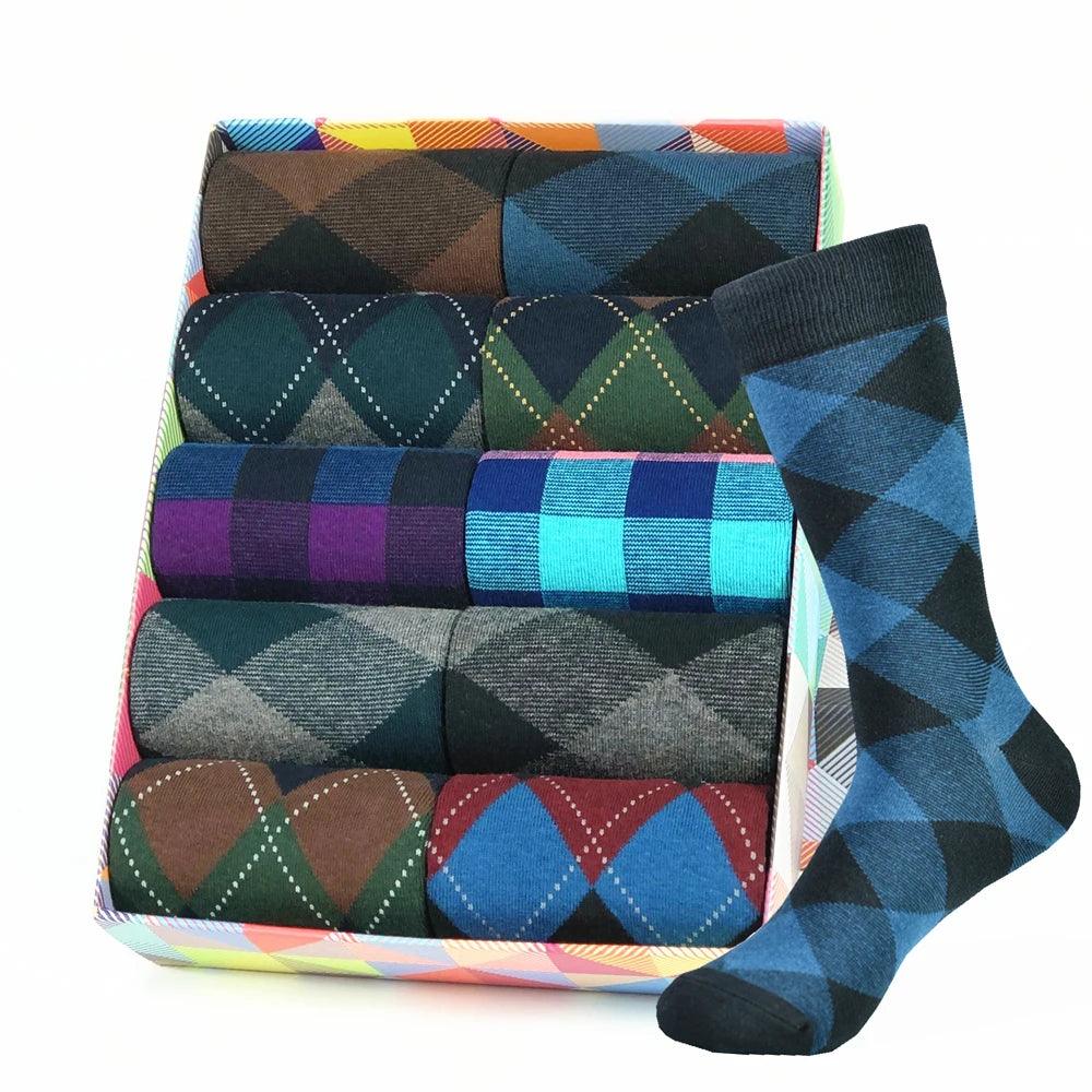 Upgrade Your Sock Game with 5 Pairs of Men's Black Argyle Crew Socks  ourlum.com   