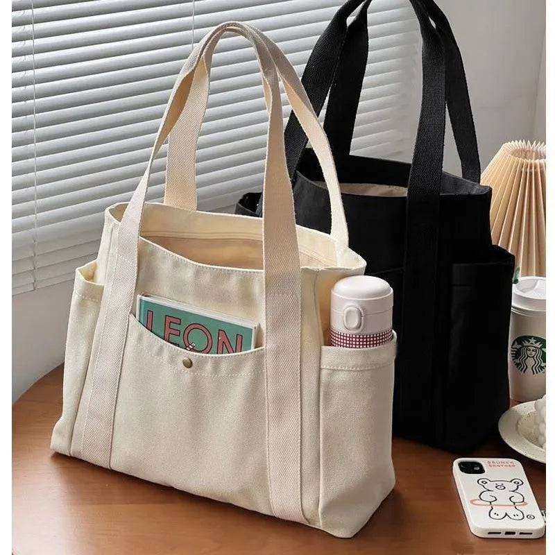 Stylish Canvas Tote Bag: Large Capacity Shoulder Bag for Work & College  ourlum.com   