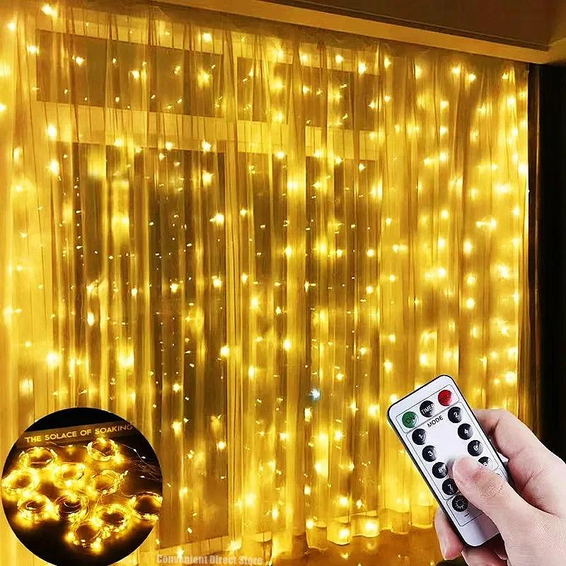 LED Curtain String Lights: Magical Ambiance Remote Control Fairy Garland Lamp  ourlum.com   