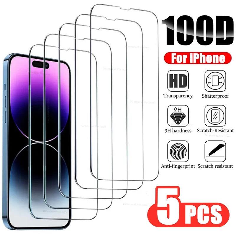 5-Pack iPhone 14 13 12 11 Pro Max Glass Screen Protectors with Crystal Clear Protection  ourlum.com For iPhone 7 8 5Pcs Tempered Glass 