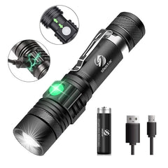 High Power LED Flashlight: Zoomable Torch with Waterproof Design & USB Charging