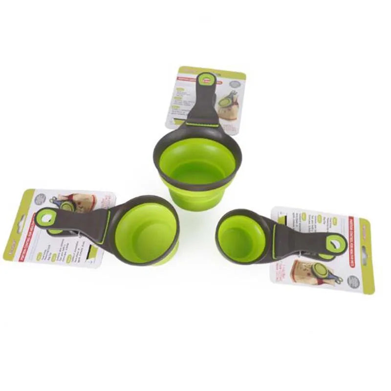 Silicone Folding Pet Bowl Spoon Combo : Durable, Portable, Versatile  ourlum.com   