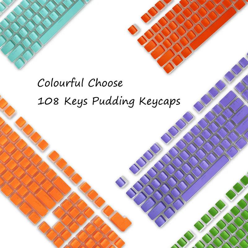 Enhanced Gaming Pudding Keycaps: Dual-Color Backlit Set - Stylish & Durable  ourlum.com   