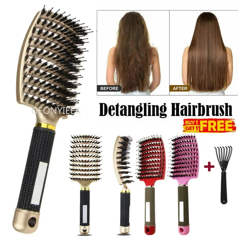 Hair Scalp Massage Comb Bristle Nylon Hairbrush Wet Curly Detangle  Anti-Static Hair Brush Professional Salon Hairdressing Style  ourlum.com   