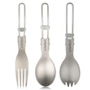 Lightweight Folding Titanium Spork Set for Camping Use