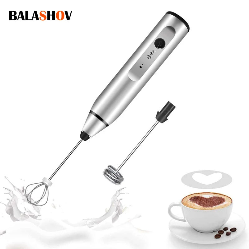 Portable Electric Milk Frothers Wireless Rechargeable Handheld Blender Egg Beater with USB Mini Whisk Mixer for Coffee Cream