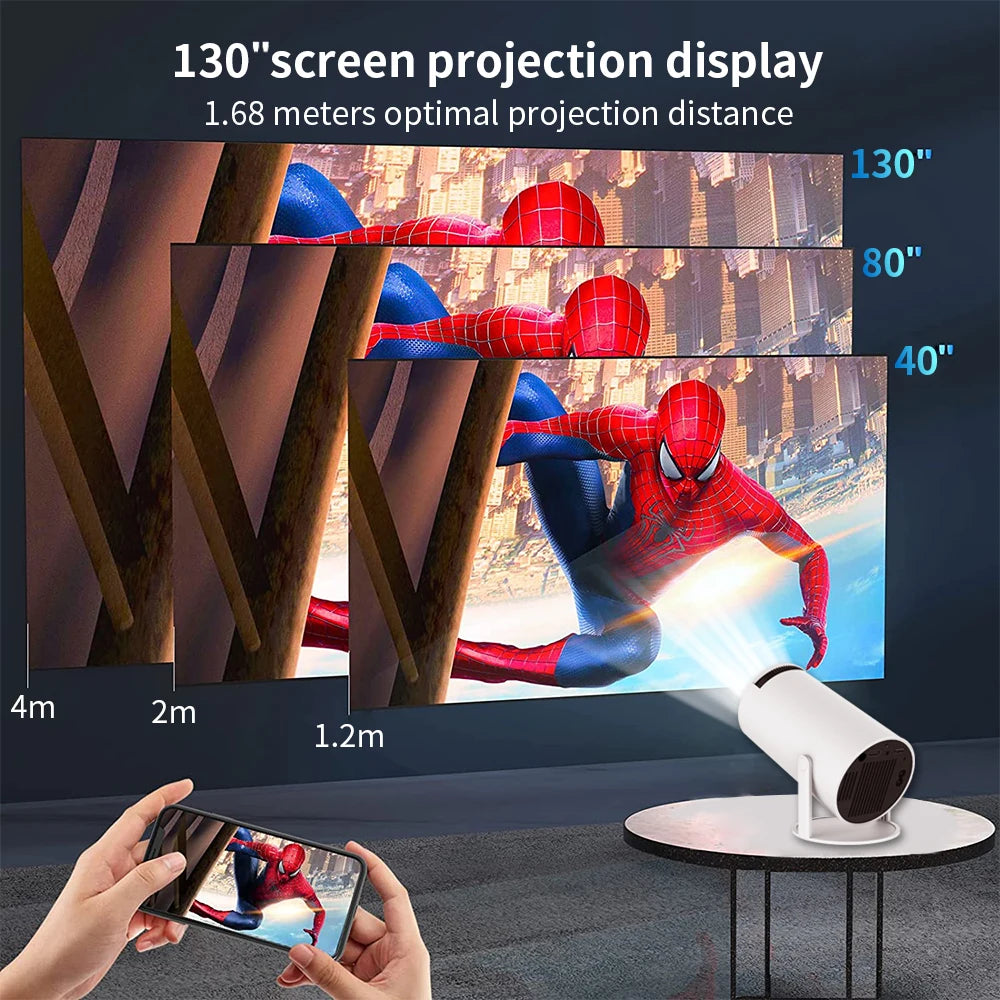 HY300 Pro Projector Android 11 4K 1280*720P Dual Wifi 260ANSI Flexible BT5.0 Cinema Outdoor Portable Indoor Projetor with Bag