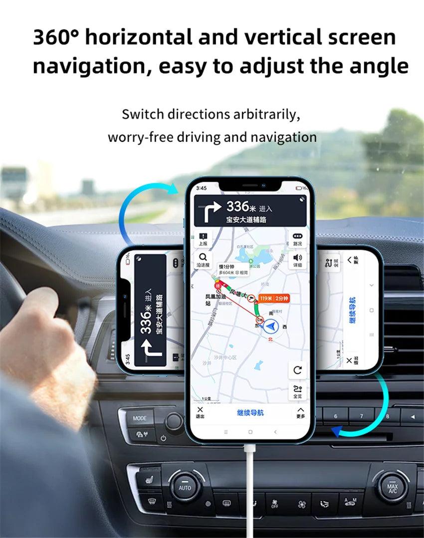 30W Magnetic Wireless Car Charger Stand for iPhone 12-15 - Secure Vent Mount with Fast Charging  ourlum.com   