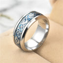 Fashion 8mm Red Beveled Edge Celtic Dragon Ring Men