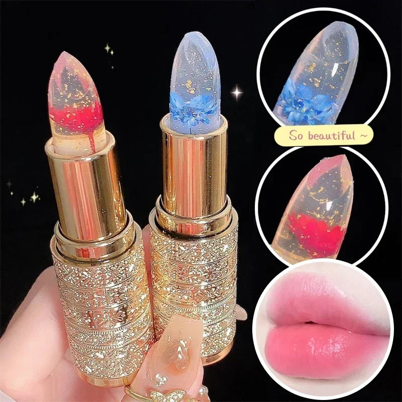 Moisturizing Flower Transparent Lipstick Temperature Color Changing Lip Balm Long Lasting Jelly Lipstick Lips Care Makeup 1pc  ourlum.com   