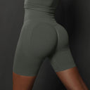 Booty-Lifting Seamless Yoga Shorts for Women - High Waist Fitness Gym Wear  ourlum.com Dark Grey S 